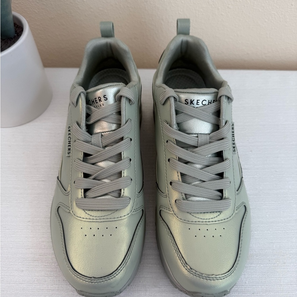 Skechers Sage Pearl Faux Leather Athletic Shoes - Picture 2 of 14